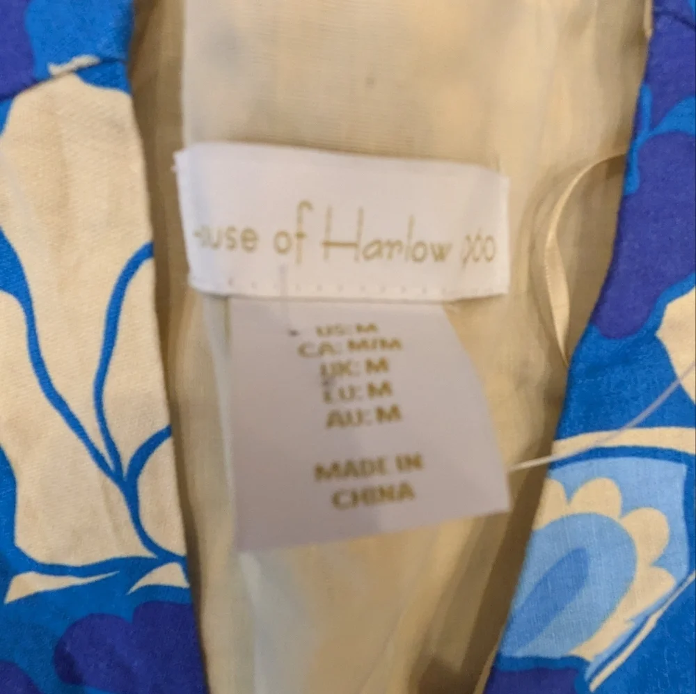 House Of Harlow Linen blend Blue Floral Skirit Set Size M NWT